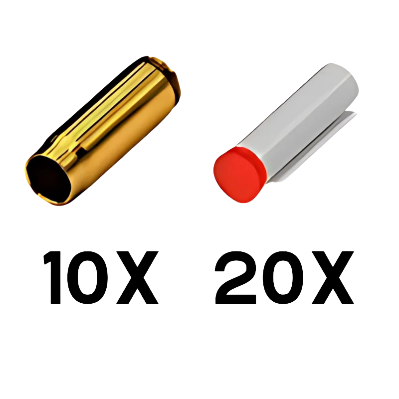 Ammo refill with ten gold casings and twenty red plastic darts