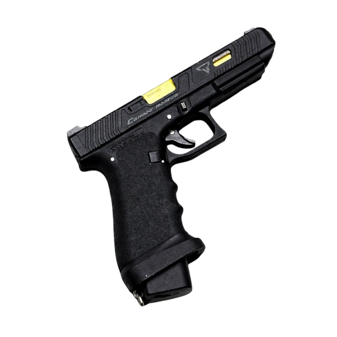 Miniature metal MP5 SMG keychain with ejection detail and detachable ring