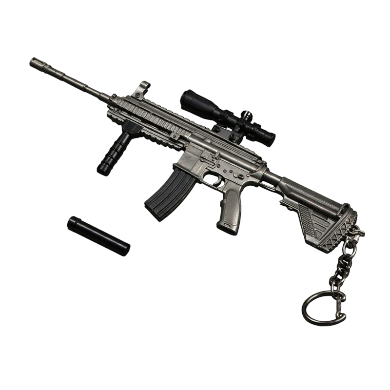 Miniature metal M416 tactical rifle keychain