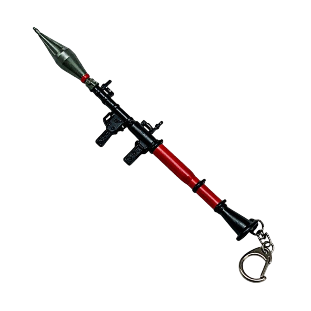 Miniature metal RPG-7 shoulder-fired rocket launcher keychain