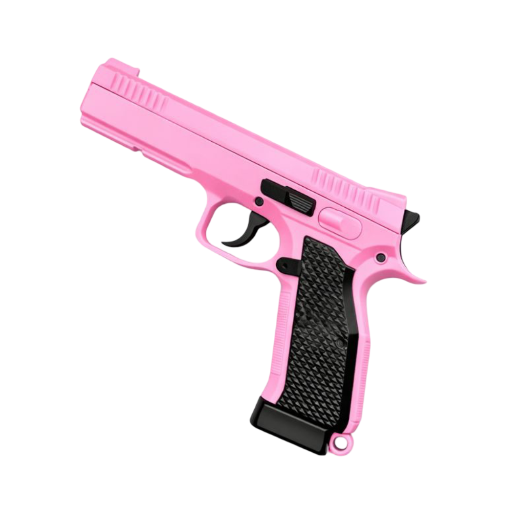 Miniature metal Mini CZ 75 Shadow Metal Keychain keychain replica — full kit contents with casings and plastic darts