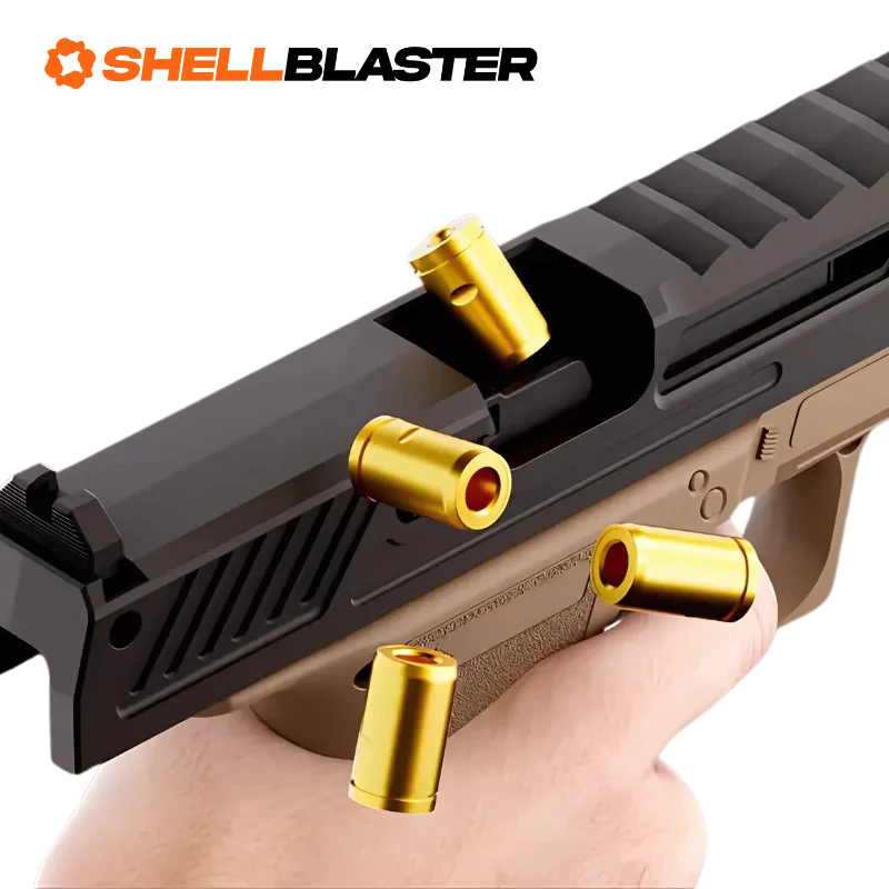 Void toy shell blaster pistol — held in hand showing size and scale