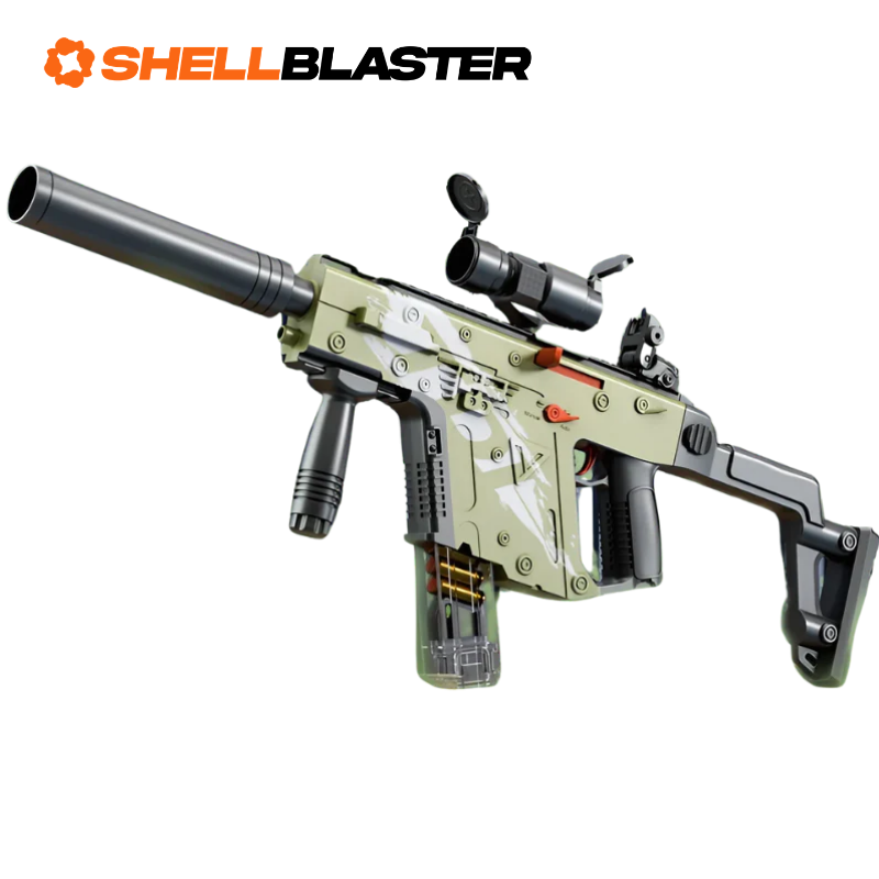 Pharaoh shell blaster long-gun — full kit contents with casings and plastic darts
