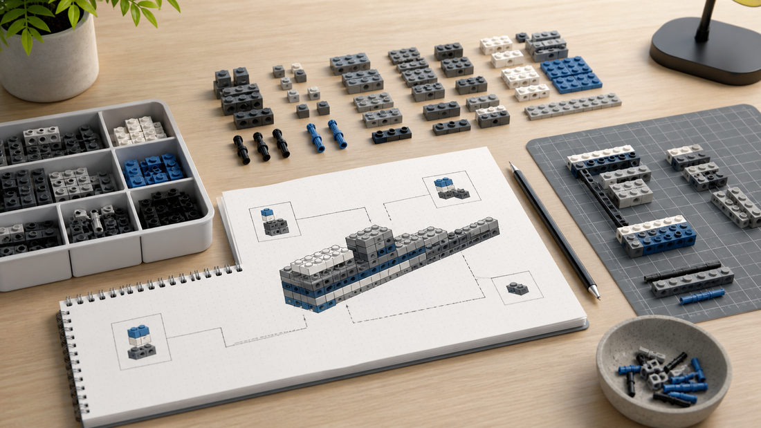 Editorial illustration for How to Plan a GetBlaster Brick Set Build