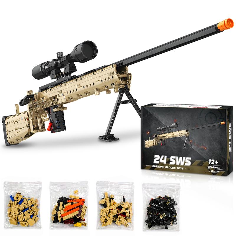 M24 SWS Brickblaster Sniper 66046 with scope, stand, box and sorted building pieces