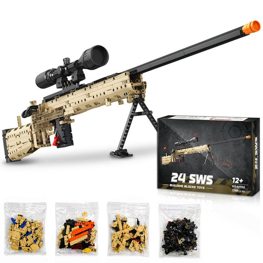 M24 SWS Brickblaster Sniper 66046 with scope, stand, box and sorted building pieces
