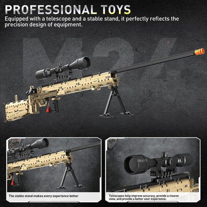 M24 SWS Brickblaster Sniper 66046 professional model with scope and stable stand