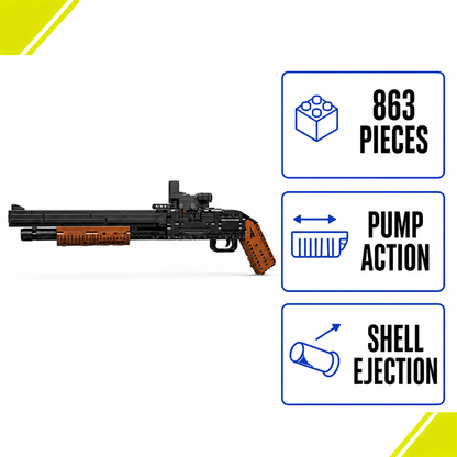 1868 Combat Shotgun Brickblaster — 863 pieces, pump action, shell ejection