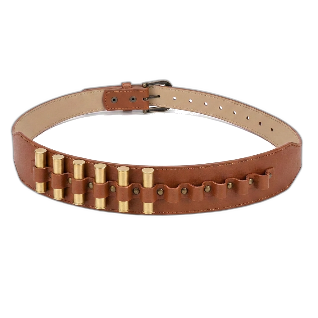 Golden-Shell Cowboy Belt with six golden Outlaw shells in the loops