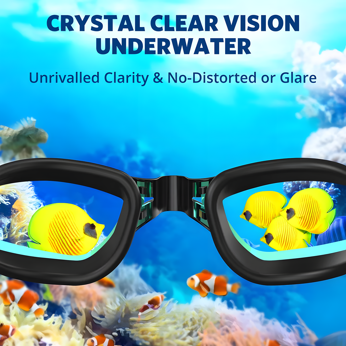 Swim Goggles +Free Ear Plugs & Nose Clip
