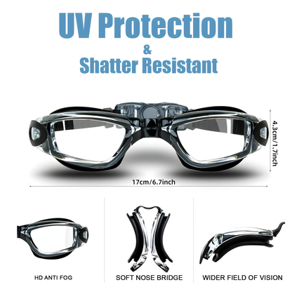 Swim Goggles +Free Ear Plugs & Nose Clip