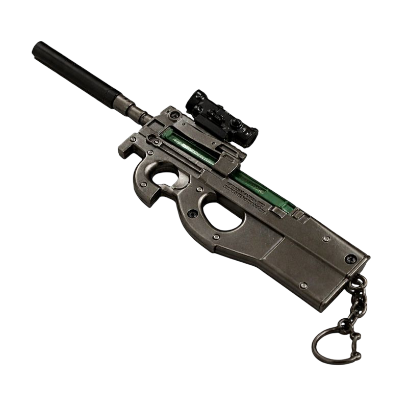 Miniature metal FN P90 PDW submachine gun keychain