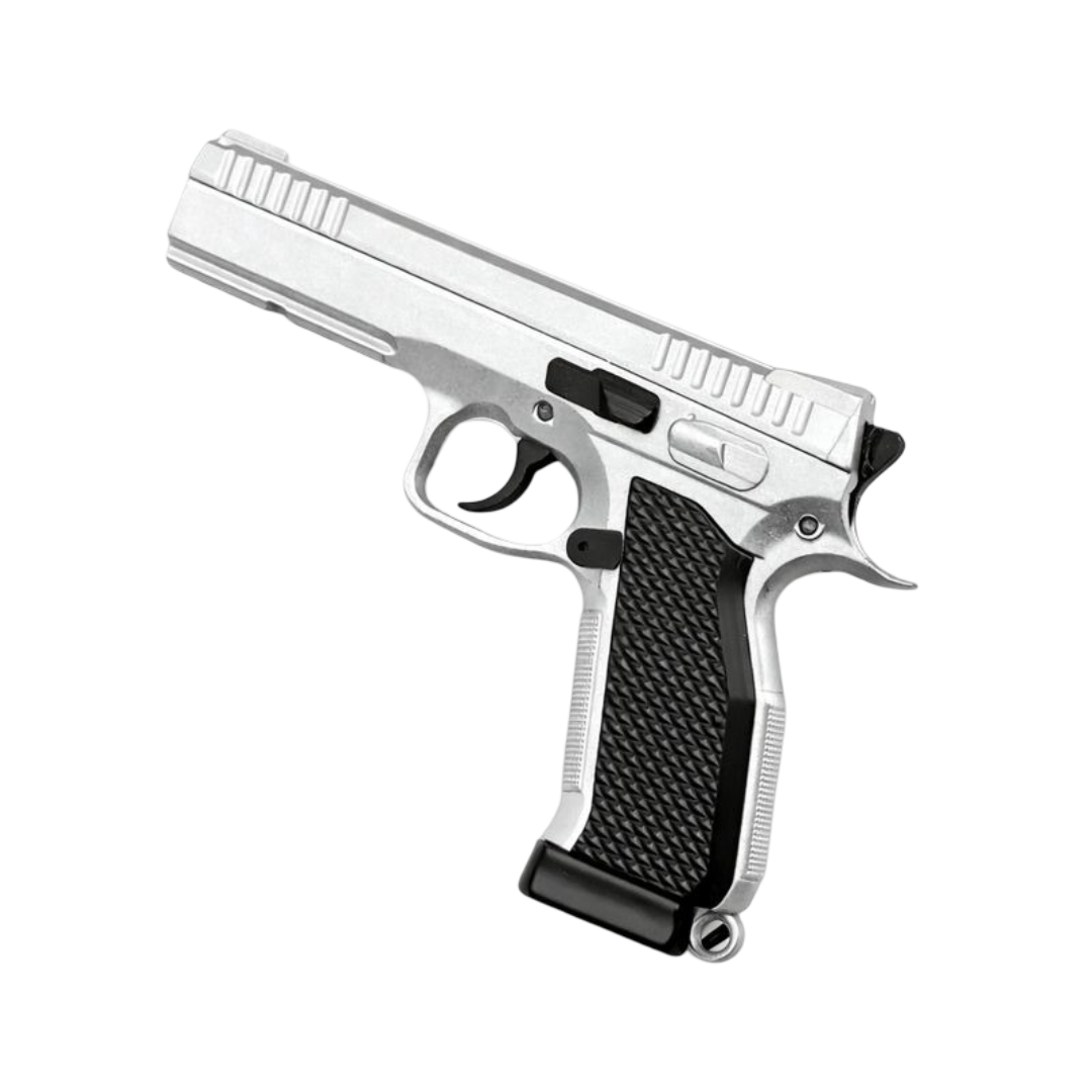 Miniature metal Mini CZ 75 Shadow Metal Keychain keychain replica — side profile view