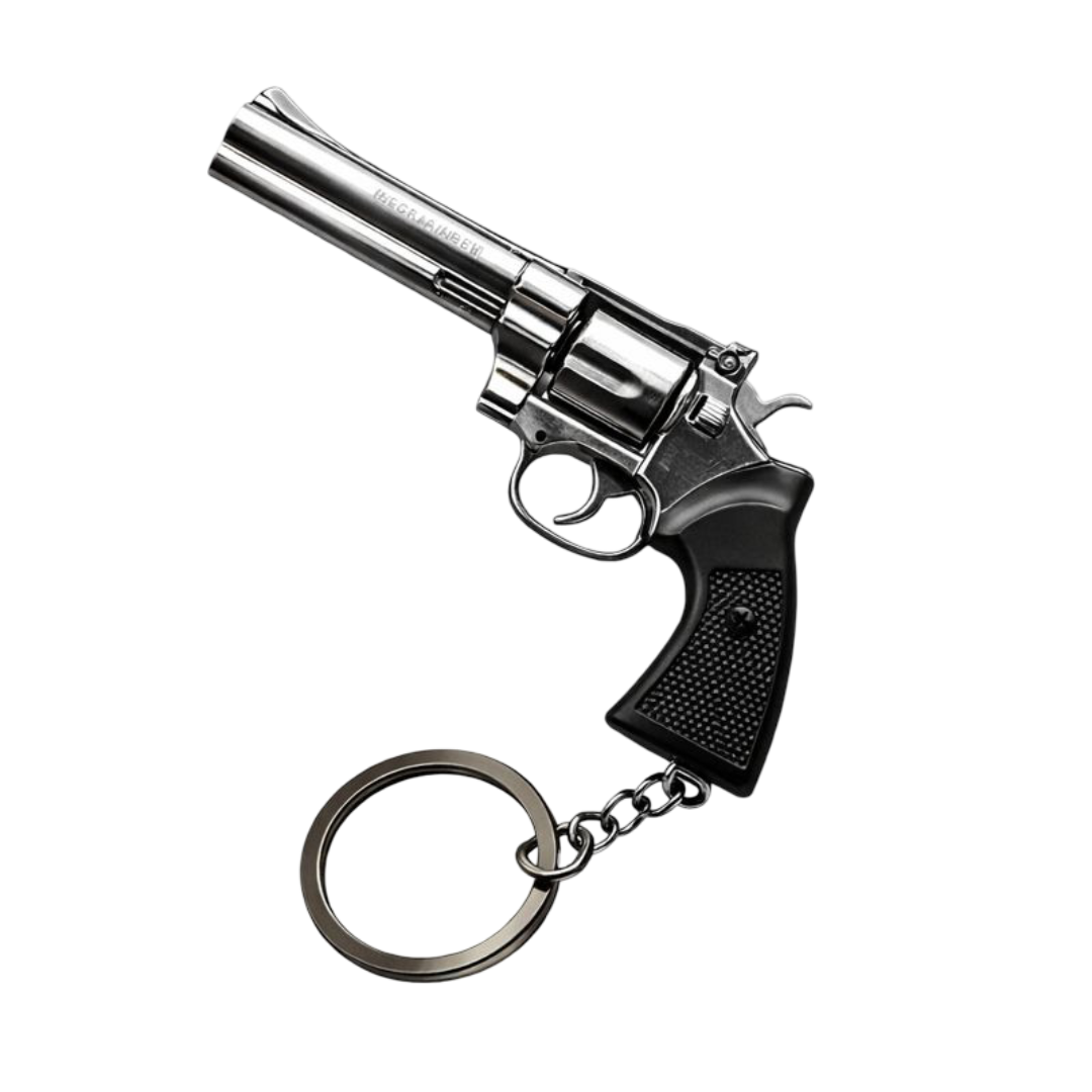 Miniature metal snub-nose revolver keychain