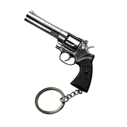 Miniature metal snub-nose revolver keychain