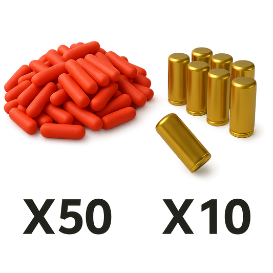 Phantom ammo refill with fifty red plastic darts and ten gold shotgun shells