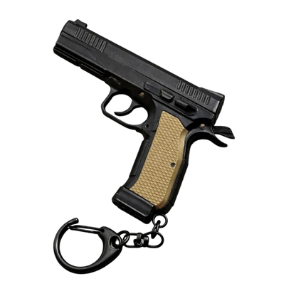 Miniature metal CZ 75 Shadow competition pistol keychain
