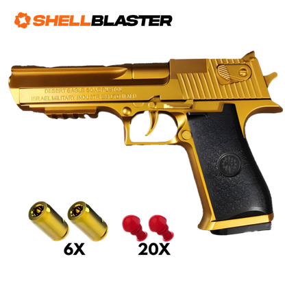 Desert toy shell blaster pistol — full kit contents with casings and plastic darts