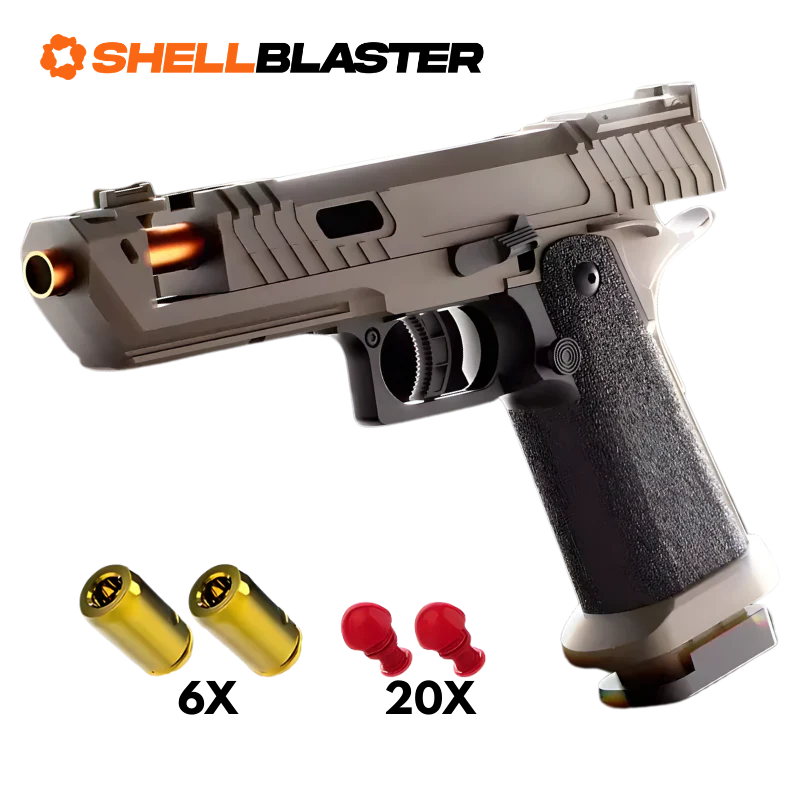 Thunder toy shell blaster pistol — side profile view