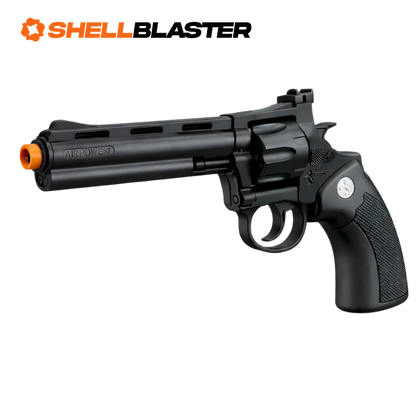 Black 6-inch barrel Colt Python style shellblaster revolver