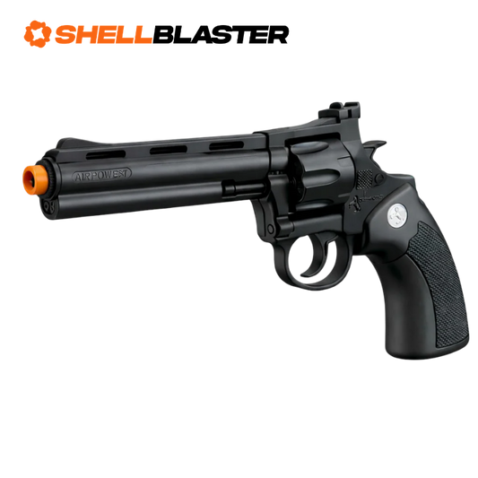 Black 6-inch barrel Colt Python style shellblaster revolver