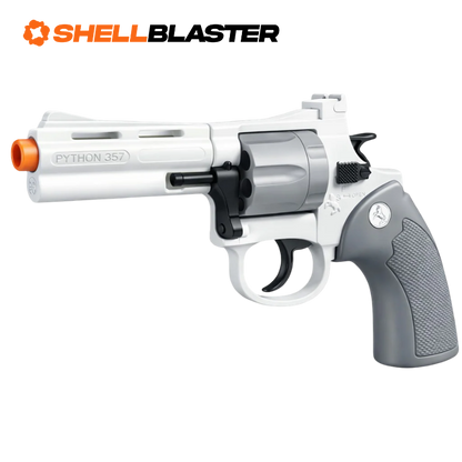 Pulse shell blaster revolver — detail shot of slide, grip and trigger