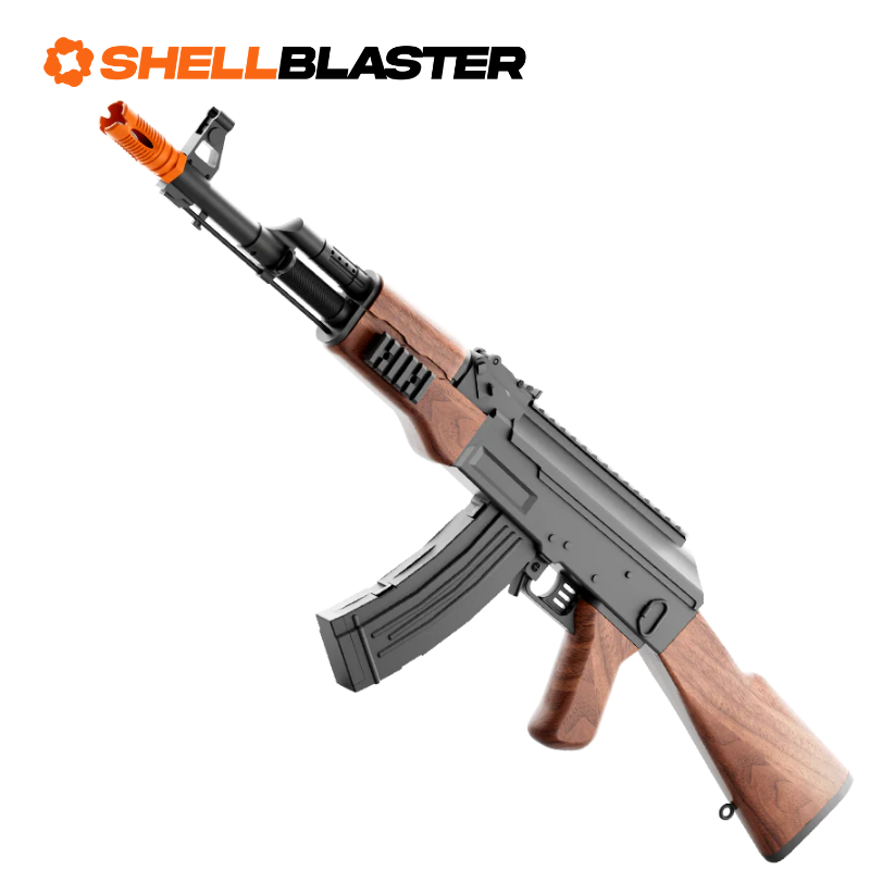 Black and wood AK-47 style shellblaster rifle