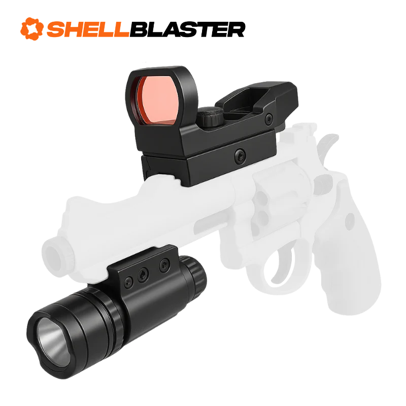 Venom Pro shell blaster revolver — detail shot of slide, grip and trigger
