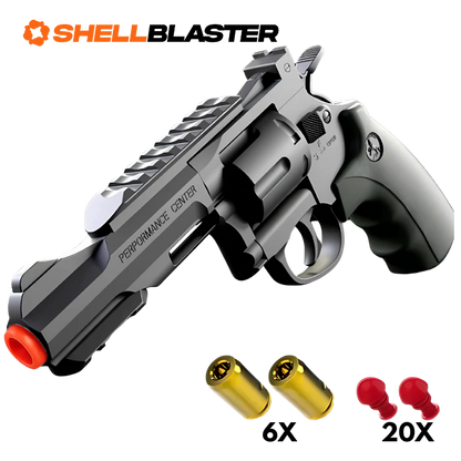 Venom Pro shell blaster revolver — full kit contents with casings and plastic darts