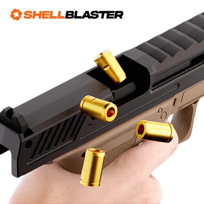 Void toy shell blaster pistol — held in hand showing size and scale