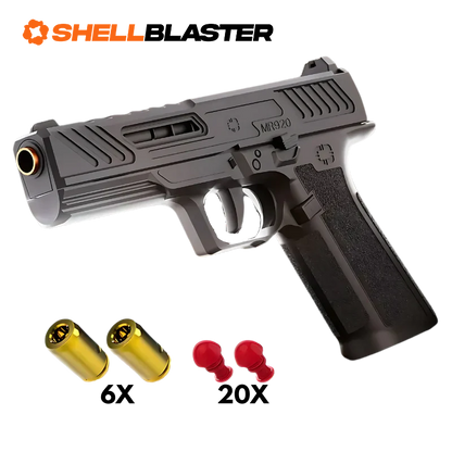 Void toy shell blaster pistol — detail shot of slide, grip and trigger