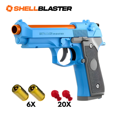 Emerald toy shell blaster pistol — side profile view