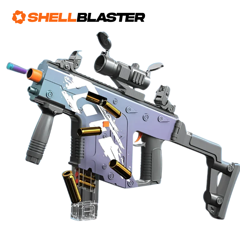 Pharaoh shell blaster long-gun — detail shot of slide, grip and trigger