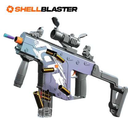 Pharaoh shell blaster long-gun — detail shot of slide, grip and trigger