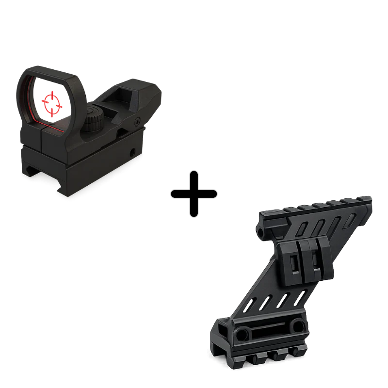 Red Dot Sight + Rail Mount blaster accessory — side profile view