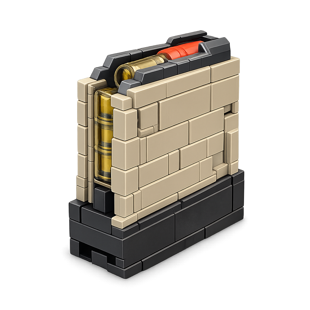 Brick-built tan and black extra magazine for Brickblaster