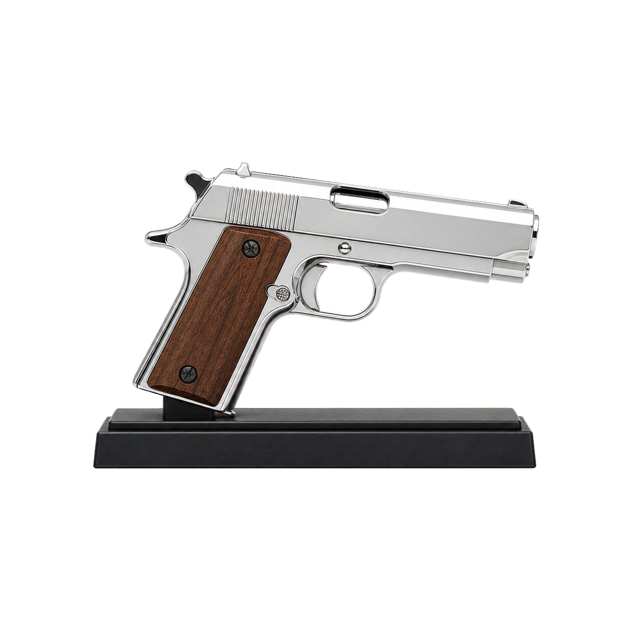 Chrome Pistol Display Model transparent product cutout for collector display search