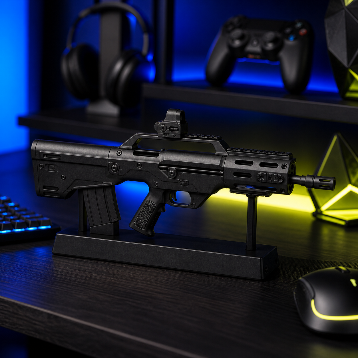 Compact Bullpup Display Model corrected bullpup gaming desk display - Image Doctor 2026-05-27