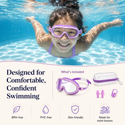 Swim Goggles + Free Ear Plugs & Nose Clip