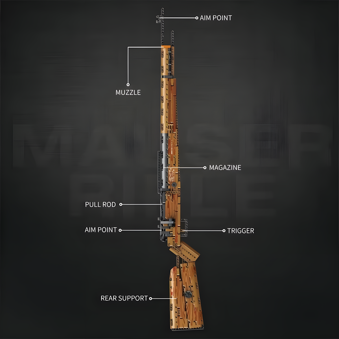 Brick-built Kar98k shell blaster with FREE bricks — mid-build showing construction bricks assembly