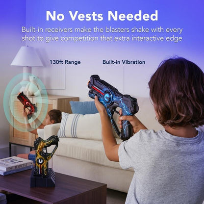 No vests needed - built-in infrared receivers and vibration