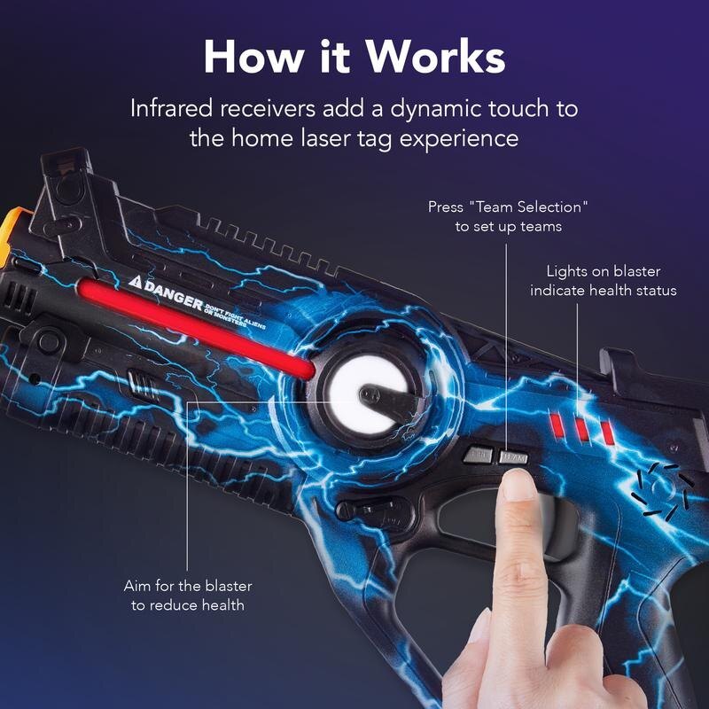 How the laser blasters work - aim, hit, health lights