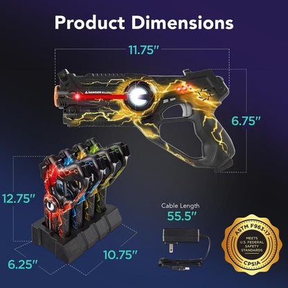 Laser blaster and docking station dimensions