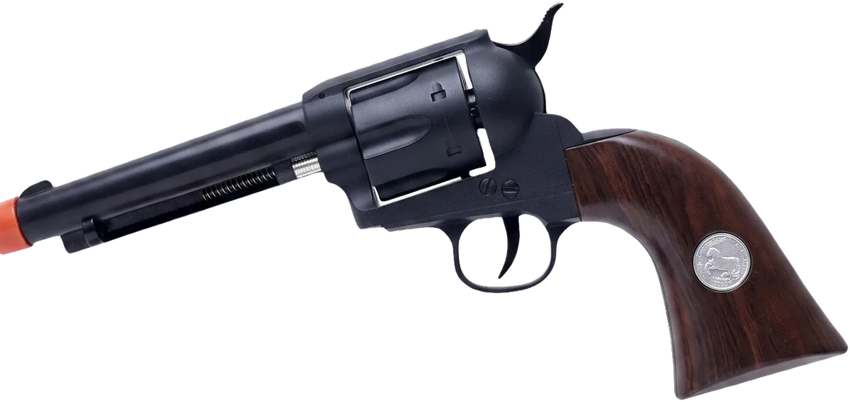 Outlaw 1873 revolver with gold shells and soft darts