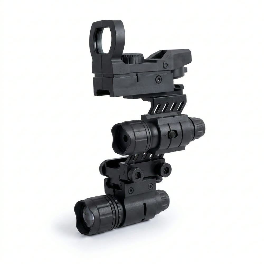 3-in-1 Attachment Bundle — red dot sight, laser and flashlight on one rail mount