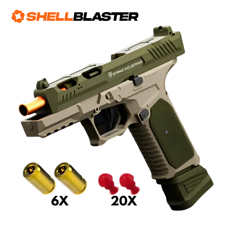 Brick-built Raven shell blaster with FREE bricks — ejecting casings mid-fire