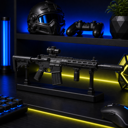 Shadow Carbine Display Model shown on a collector desk or shelf display