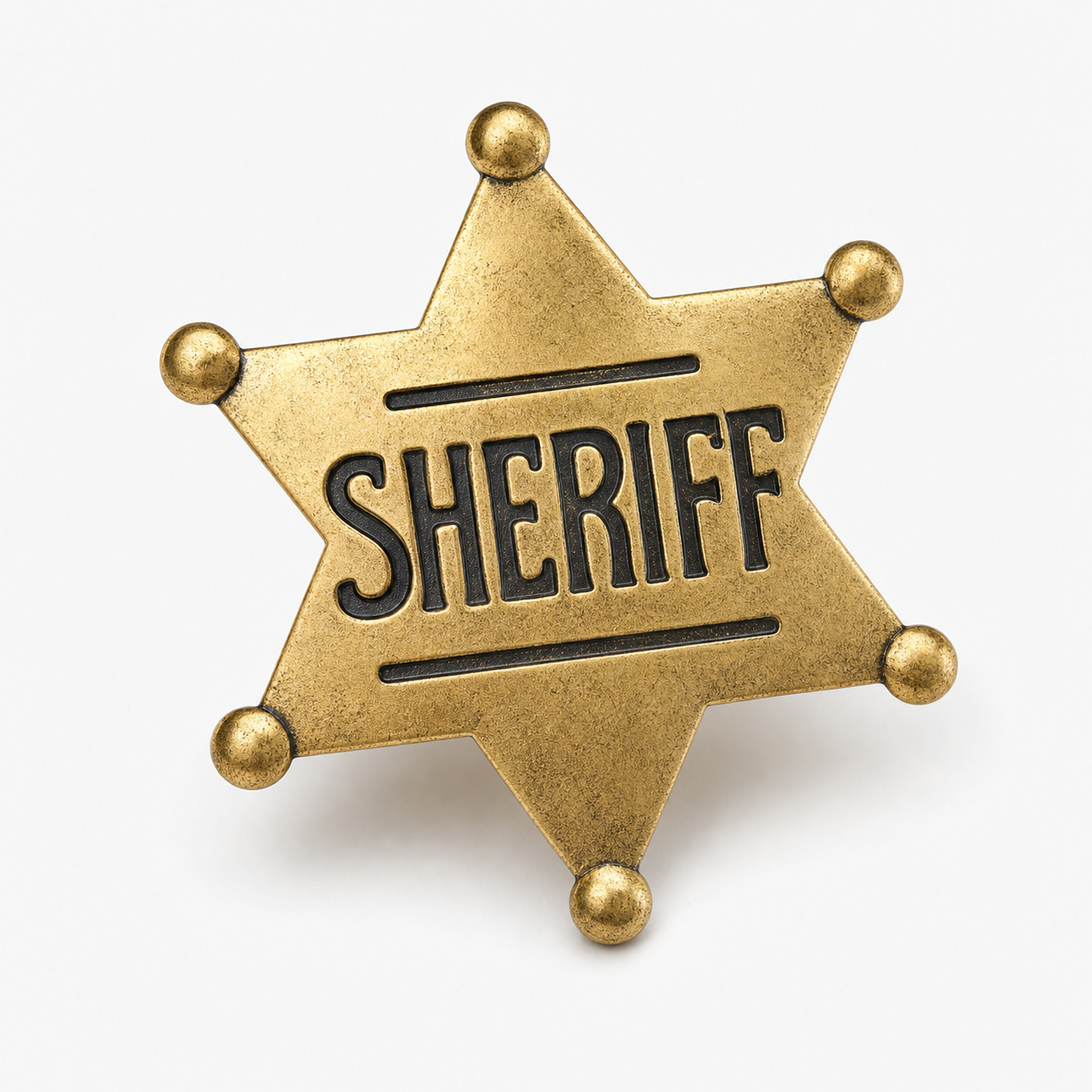Antique-gold sheriff star badge-style costume accessory — Outlaw 1873 add-on