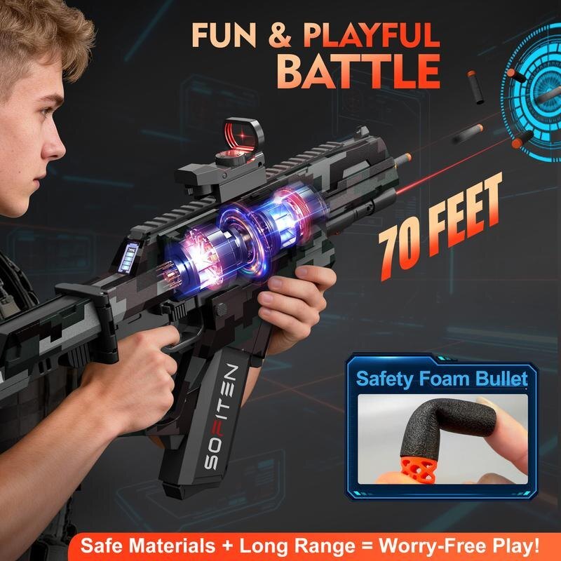Specter Auto Blaster fired at 70 feet with soft foam darts
