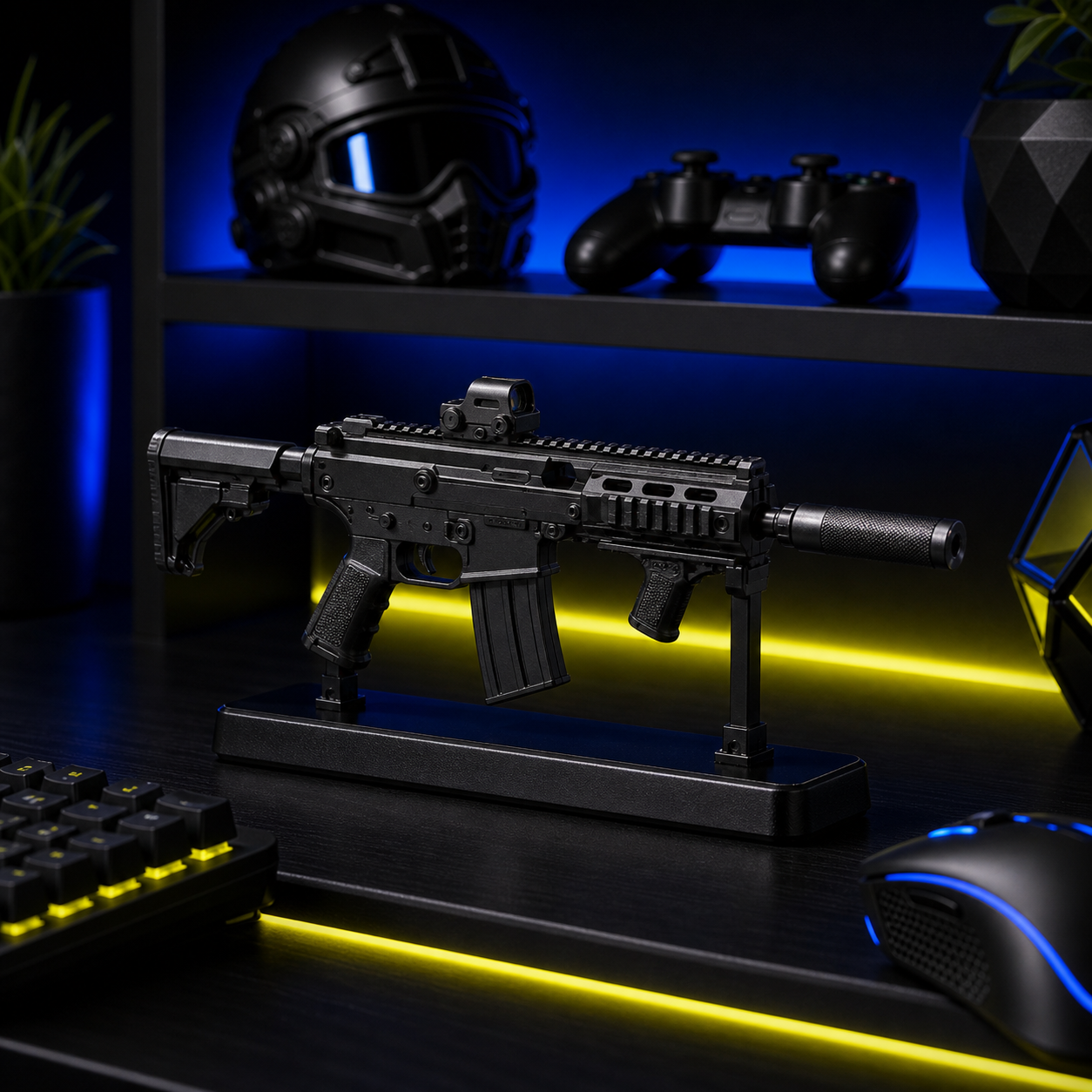 Stealth Compact Carbine Display Model shown on a collector desk or shelf display